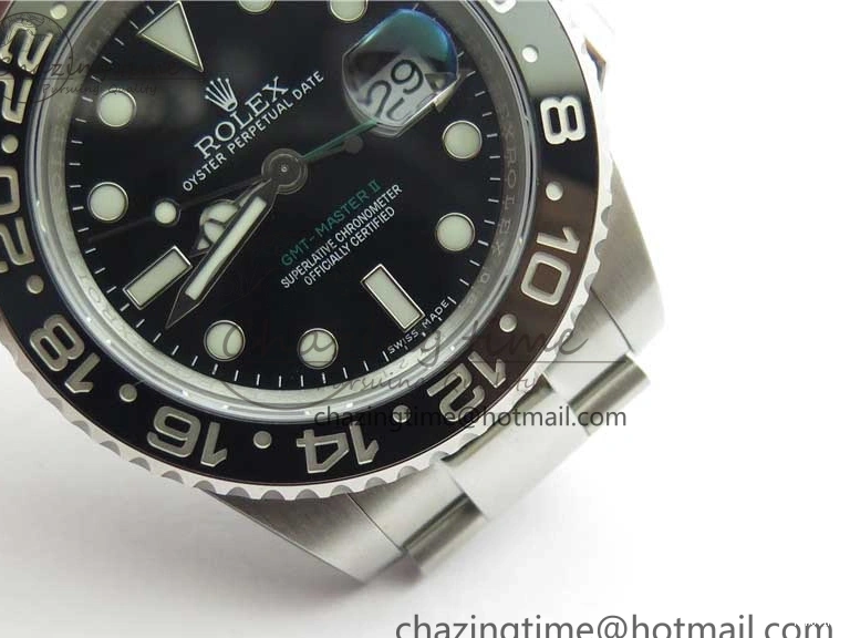 MiroTime 0107 GMT Master II 116710LN Black Ceramic 316L Steel ROF Best Edition Black Dial on SS Bracelet A Sophisticated 2656